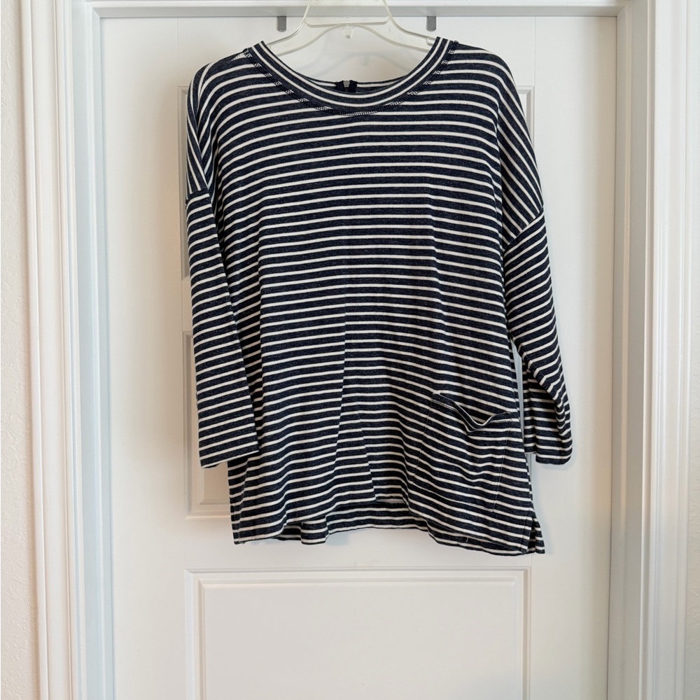 Poetry Navy and White Striped Long Sleeve Tee